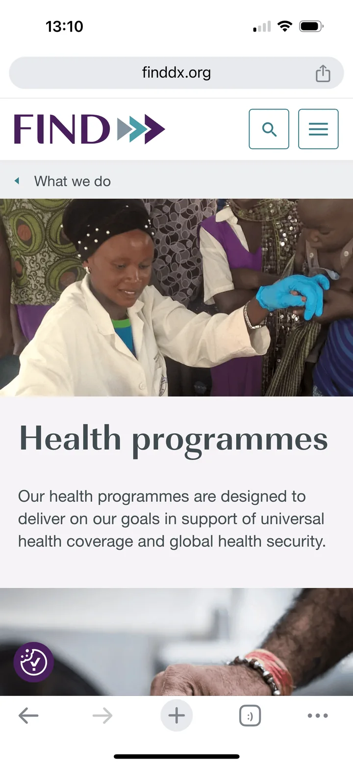 FIND mobile site: health programmes