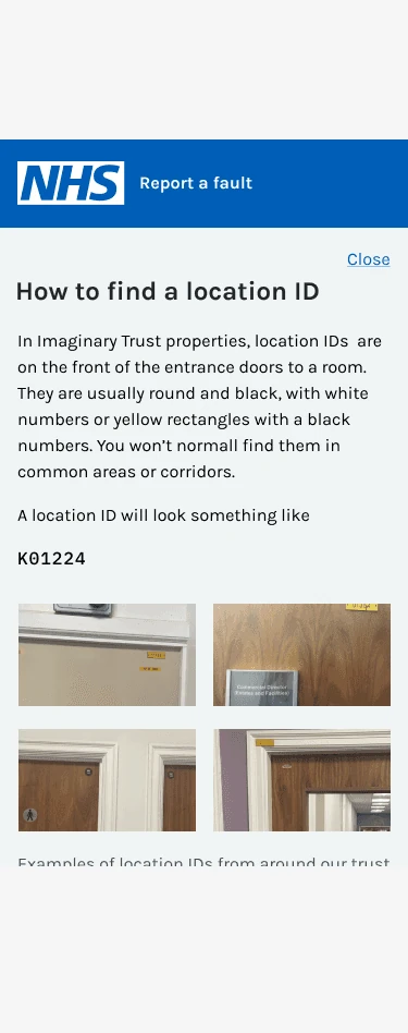 Guidance on how to find a location ID with example photos
